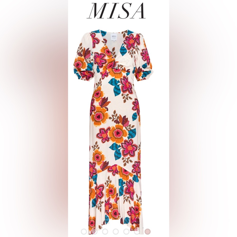 Misa Los Angeles Wallis midi twist-front bodice sz sm
V neck
A-line
Side zip